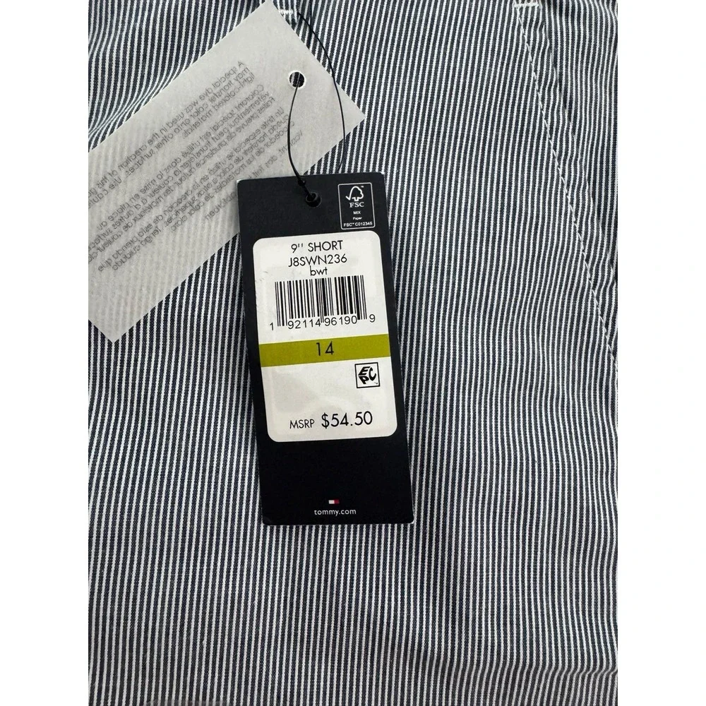 Tommy Hilfiger Hollywood Shorts Womens 14 Blue‎ White Seersucker Stripe 9 Inseam